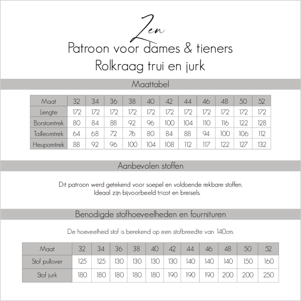 Zen rolkraag trui en jurk voor kids, dames en tieners - Afbeelding 2