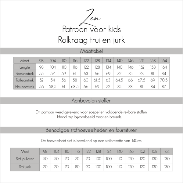 Zen rolkraag trui en jurk voor kids, dames en tieners - Afbeelding 3