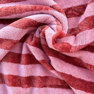 Badstof rood met roze strepen