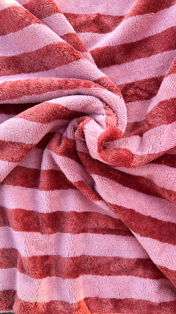 Badstof rood met roze strepen