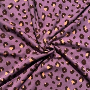 Panterprint mauve op Frenchterry