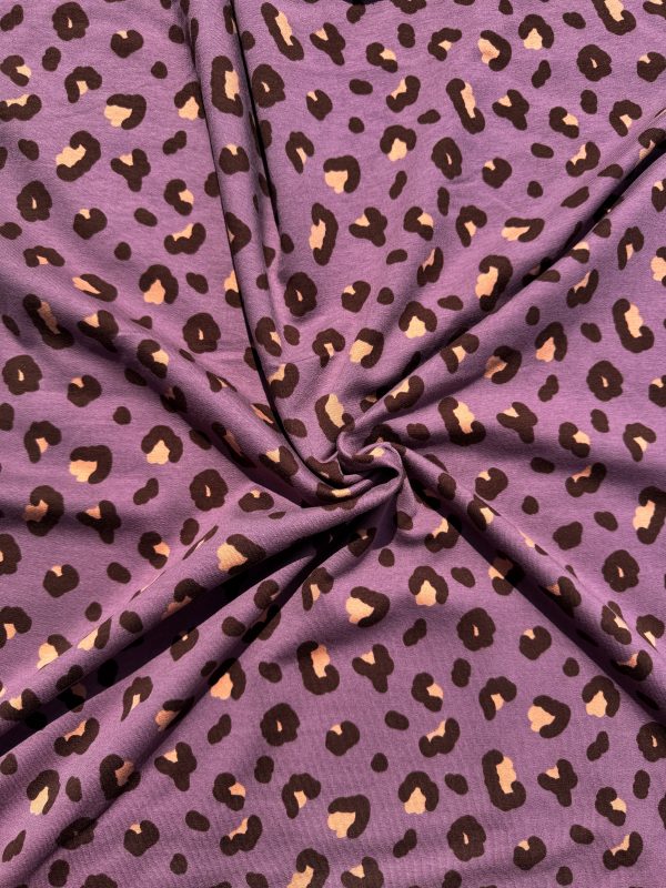 Panterprint mauve op Frenchterry