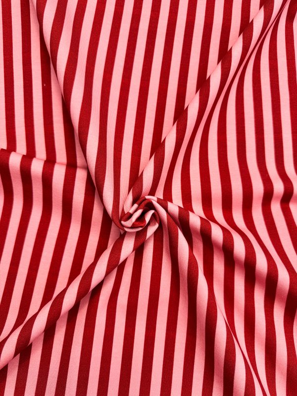Wijnrood met roze gestreept jersey