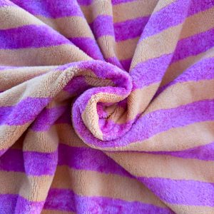 Badstof geel met roze strepen