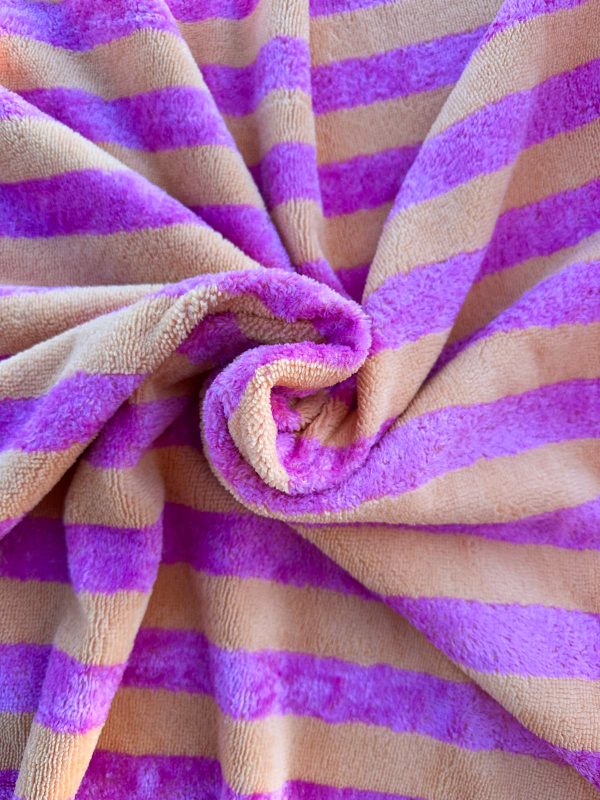 Badstof geel met roze strepen