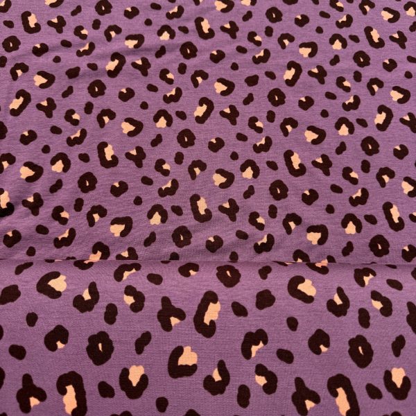Panterprint mauve op Frenchterry - Afbeelding 3