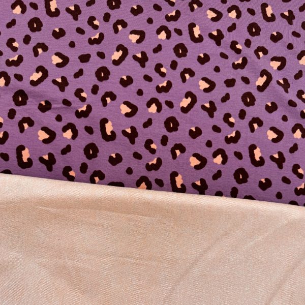 Panterprint mauve op Frenchterry - Afbeelding 2