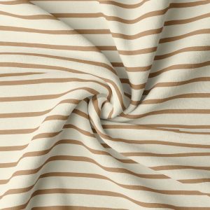 Gestreepte jersey bretonse streep wit/bruin