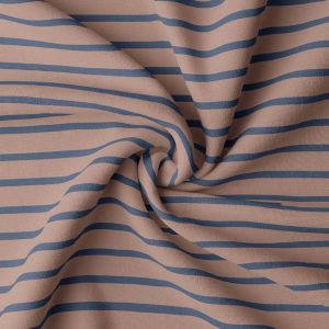 Gestreepte jersey bretonse streep brown sugar/ indigo