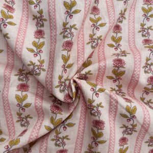 Rosy meadow stripe linnen
