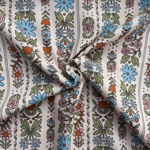 Vintage bloom stripe denim twill