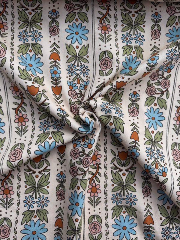 Vintage bloom stripe denim twill