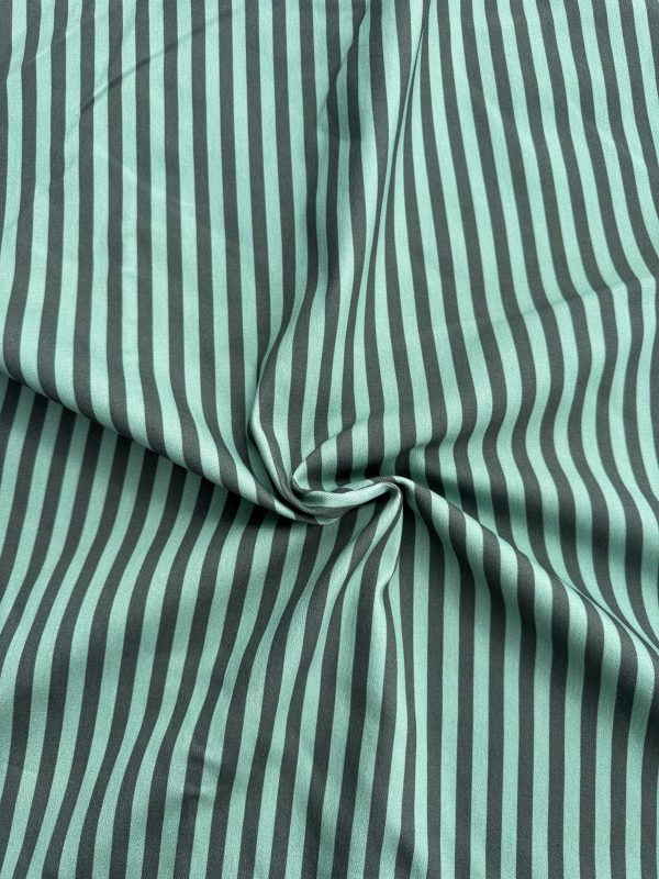 Streepjes groen denim twill