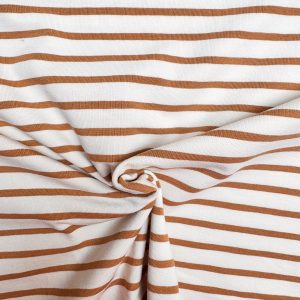 Gestreepte jersey bretonse streep wit/bruin