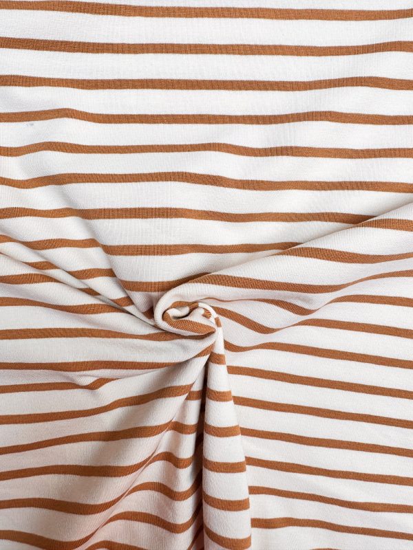 Gestreepte jersey bretonse streep wit/bruin
