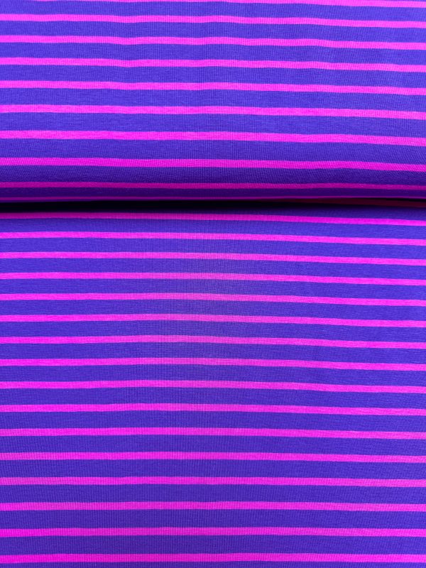 Gestreepte jersey bretonse streep paars/roze - Afbeelding 2
