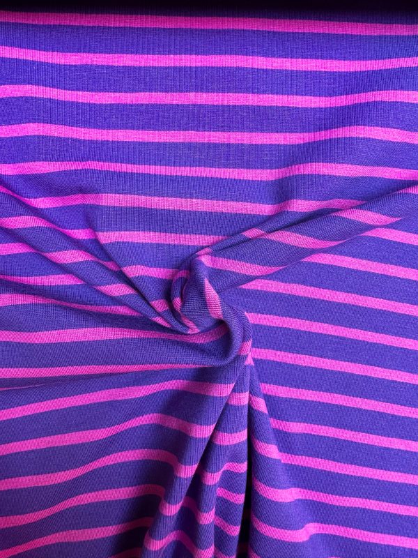 Gestreepte jersey bretonse streep paars/roze