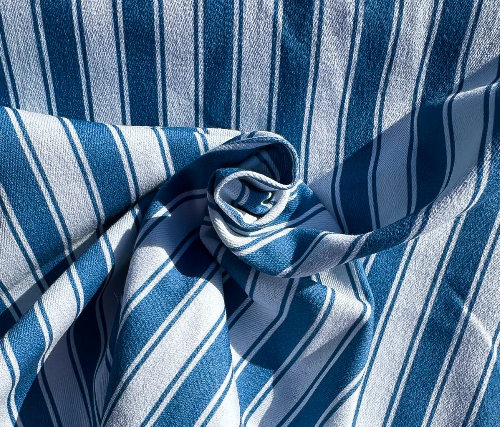 Stripes of blue denim twill