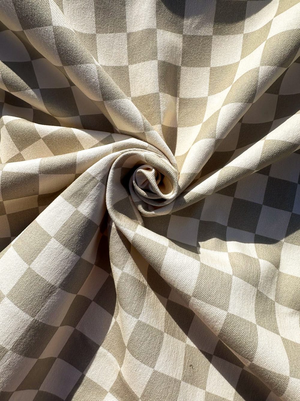 Beige checks denim twill