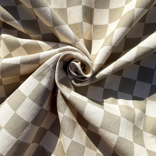 Beige checks denim twill