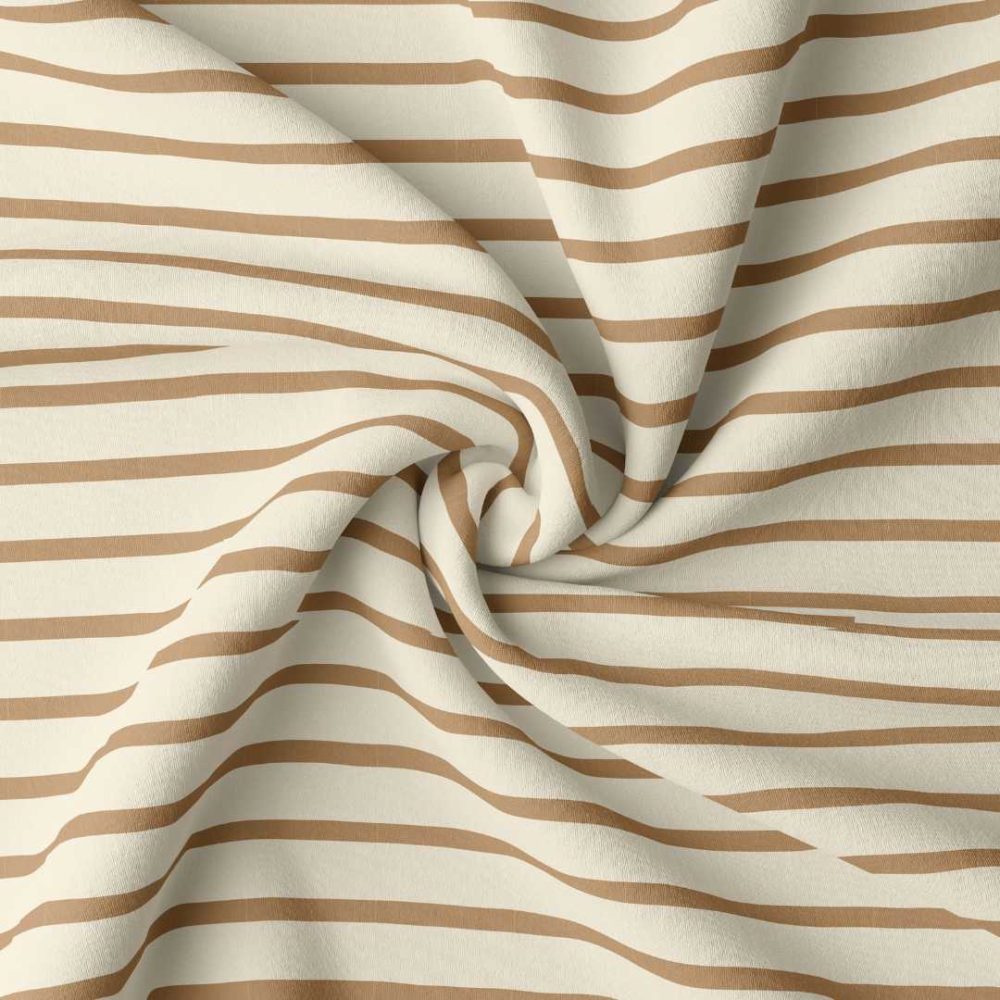 Gestreepte jersey bretonse streep wit/bruin