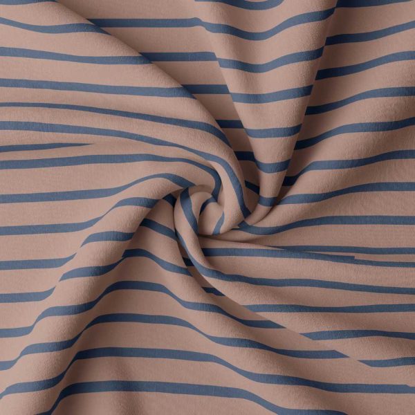Gestreepte jersey bretonse streep brown sugar/ indigo