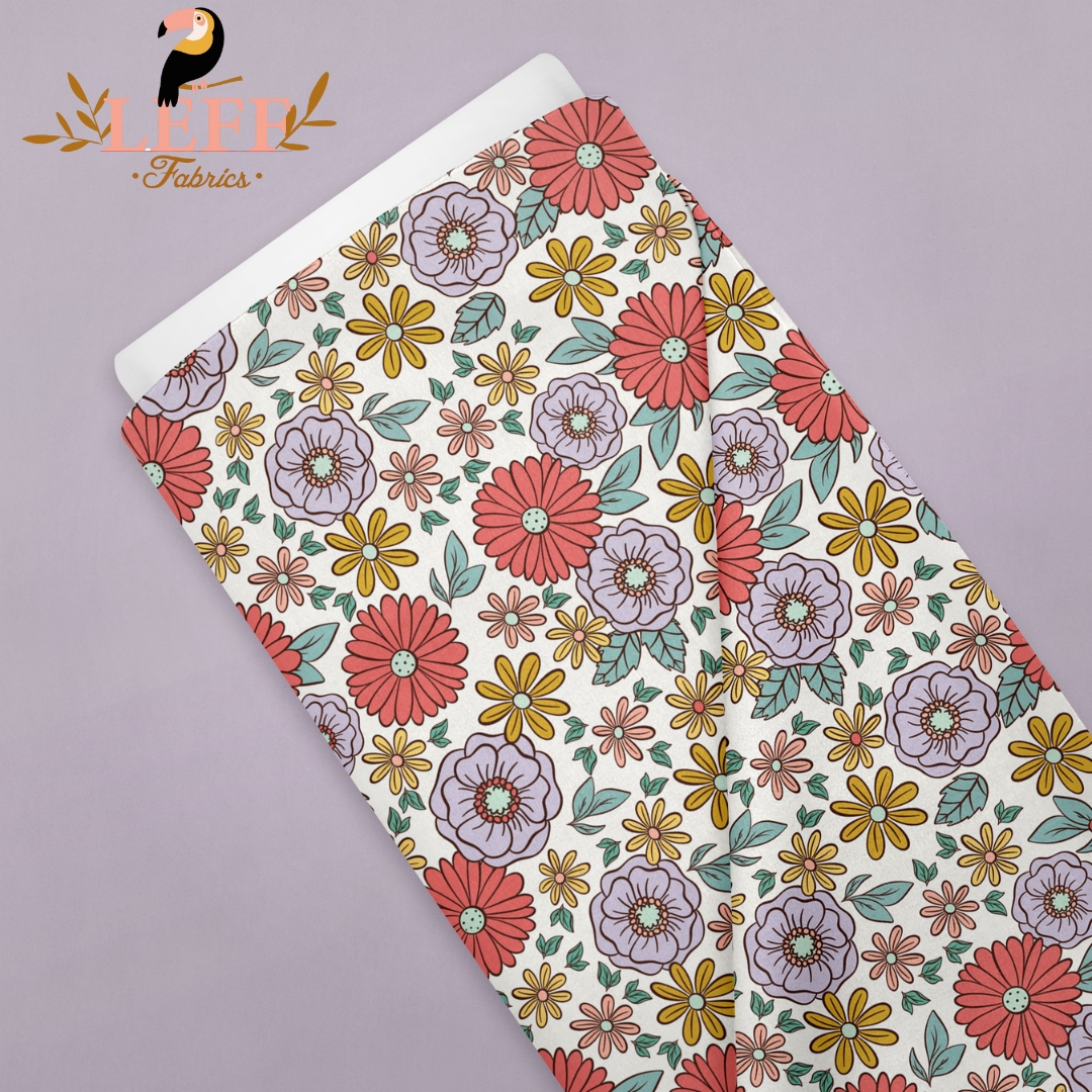 Mermaid flowers rekbare badstof