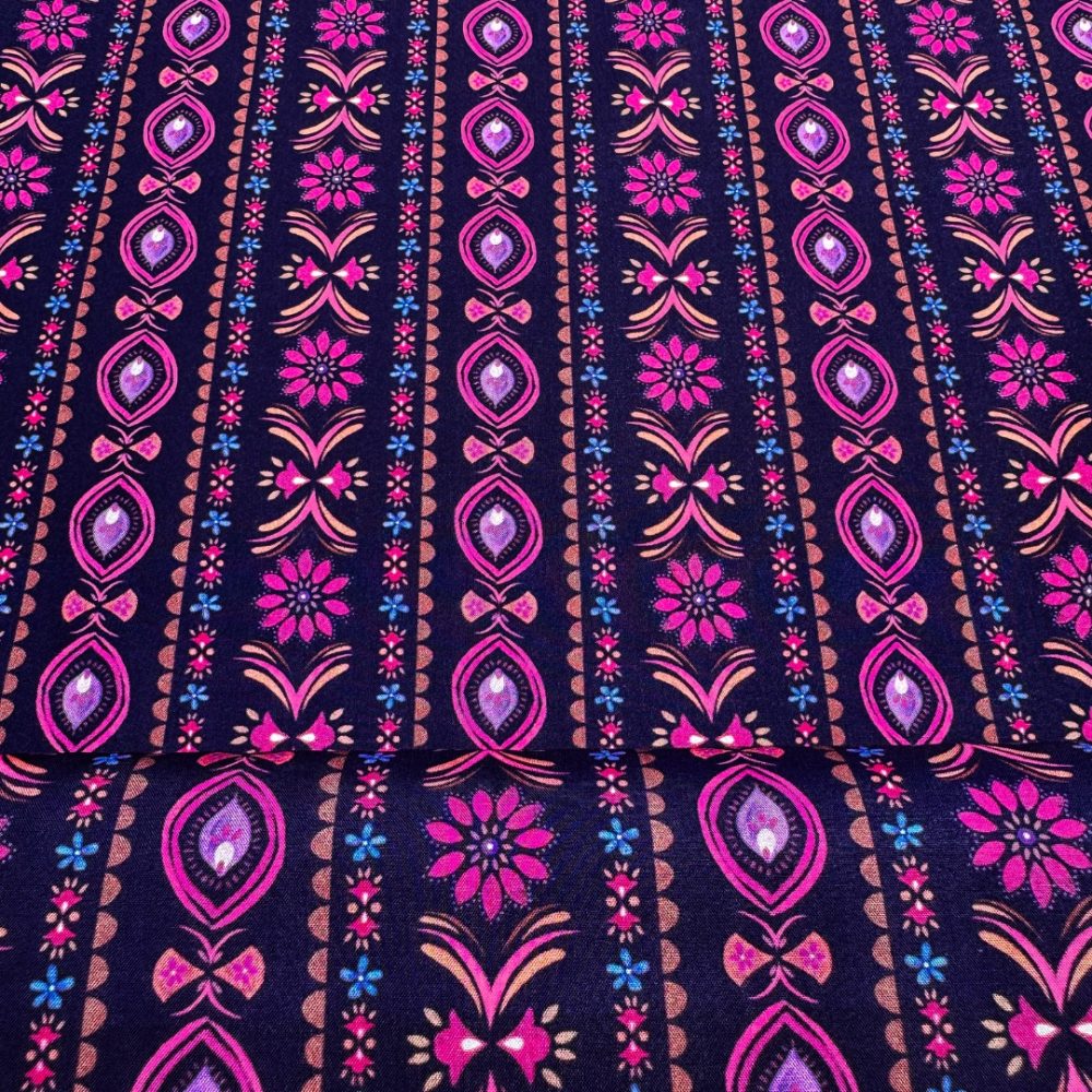Katoen Navy blockprint - Afbeelding 2