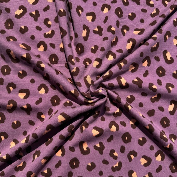 Panterprint mauve op Frenchterry