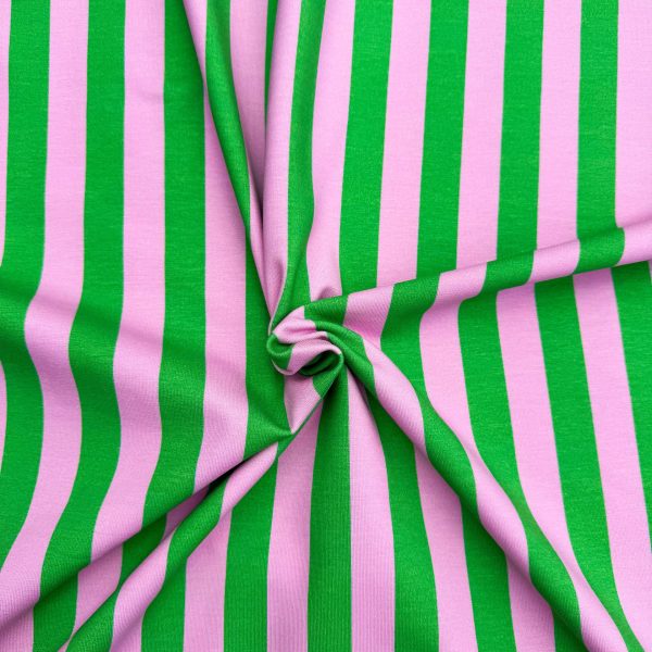 Roze met groen gestreept