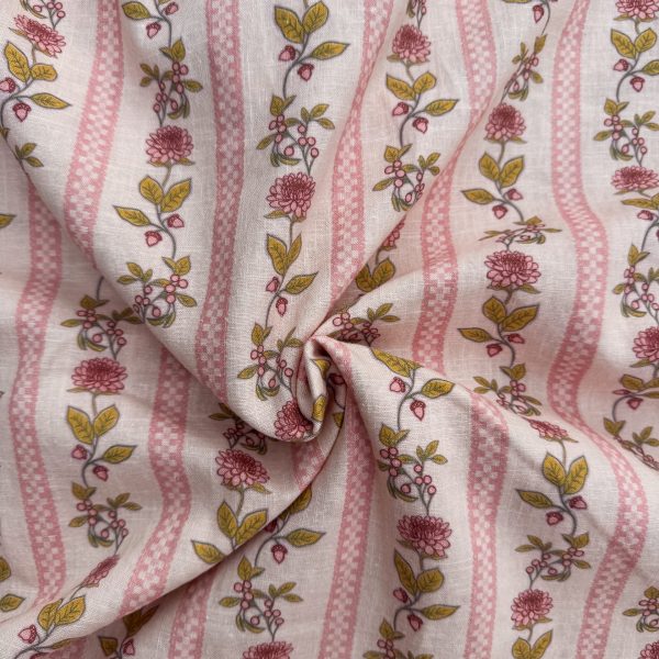 Rosy meadow stripe linnen