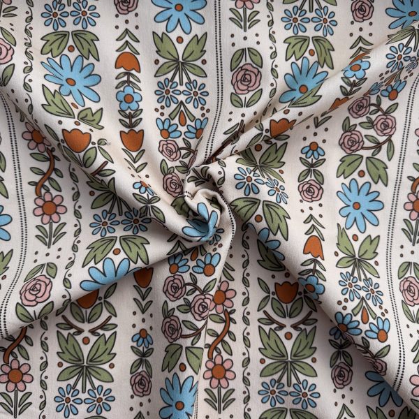 Vintage bloom stripe denim twill