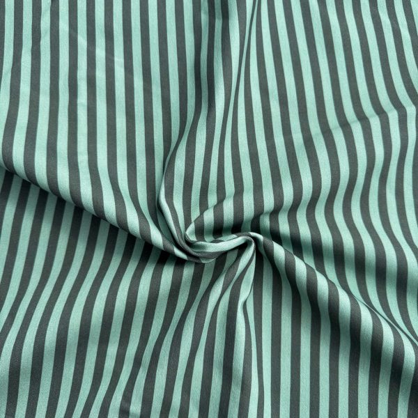 Streepjes groen denim twill