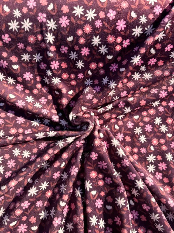 Burgundy flowers velvet
