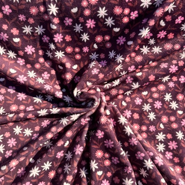 Burgundy flowers velvet