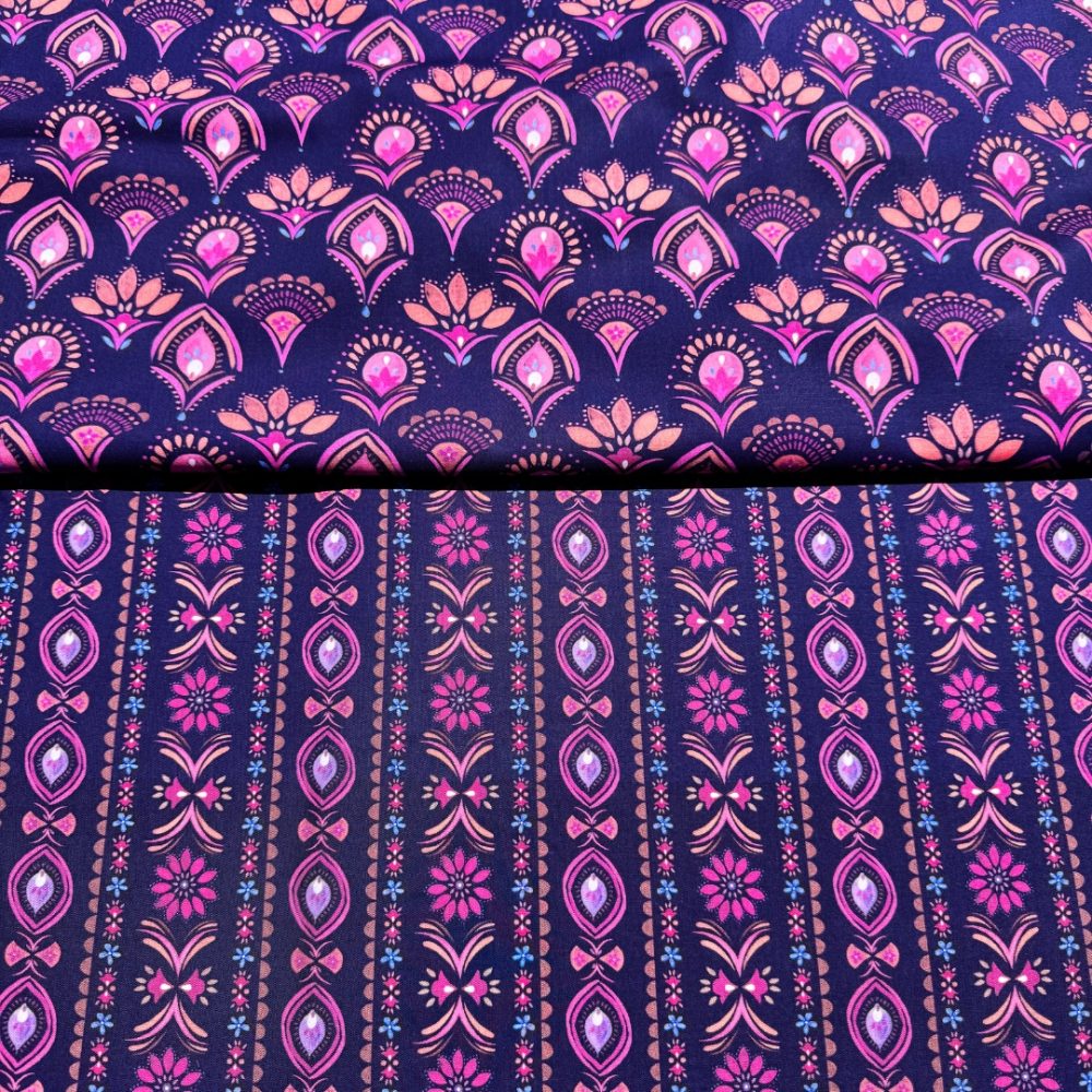 Katoen Navy blockprint - Afbeelding 3