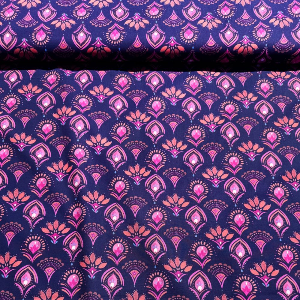 Katoen Navy Bloom - Afbeelding 3