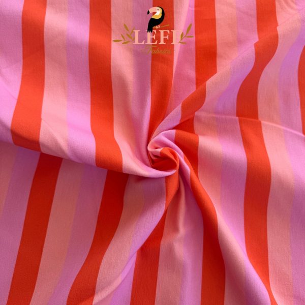 Floral stripes denim twill