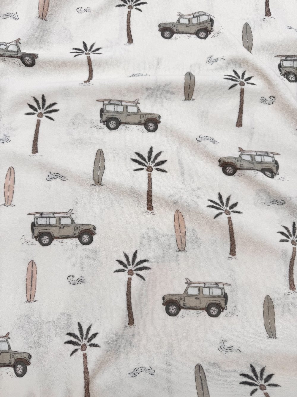 Jeep & Palm rekbare badstof (bkeuze dubbelzijdig bedrukt)