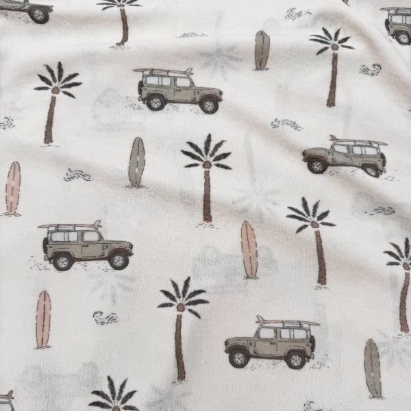 Jeep & Palm rekbare badstof (bkeuze dubbelzijdig bedrukt)