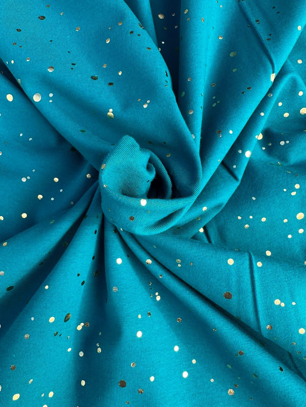 Golden dots jersey teal
