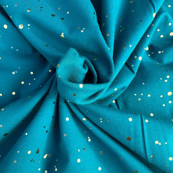 Golden dots jersey teal