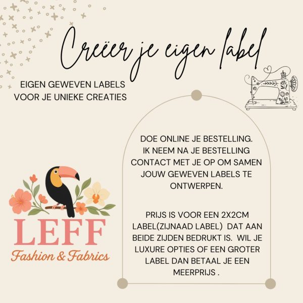 Eigen label ontwerp. (100 stuks geweven labels)