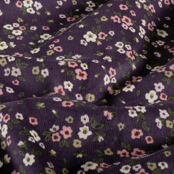 Navy blossom corduroy