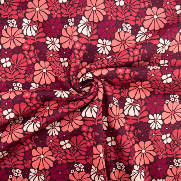 Soft sweat bloemen bordeaux