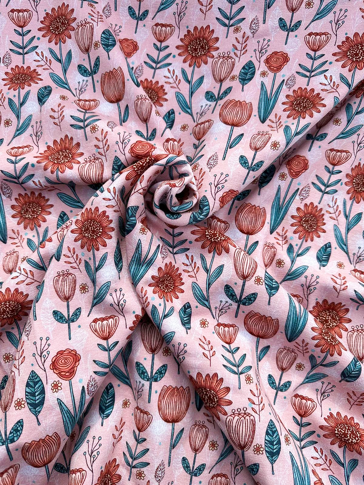 Frenchterry bloemen tulpen en zonnebloemen - Afbeelding 2