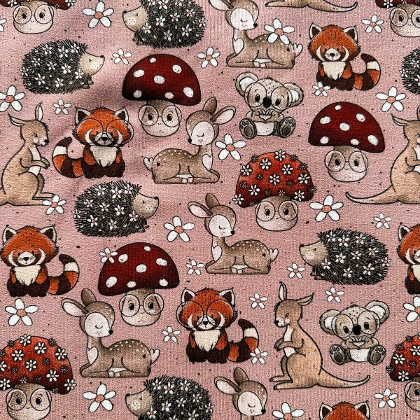 Bosdiertjes roze Frenchterry