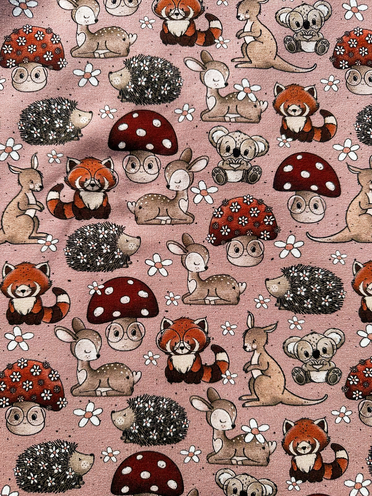 Bosdiertjes roze Frenchterry