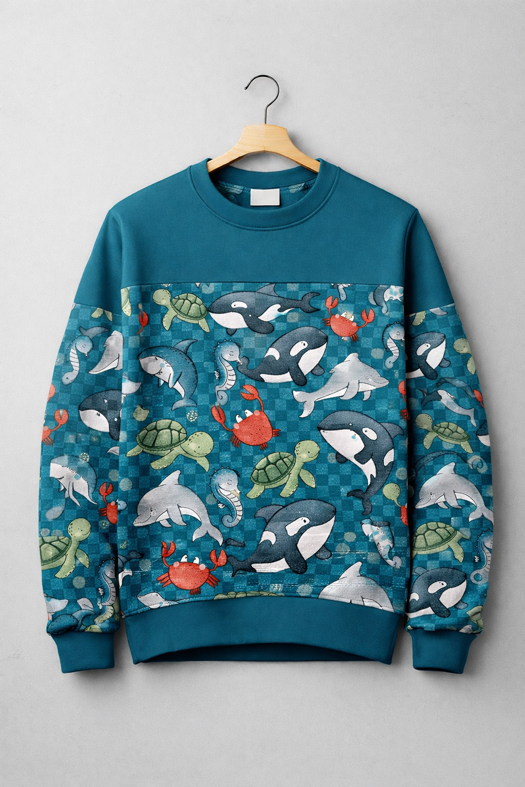 Zee dieren op frenchterry - Afbeelding 3