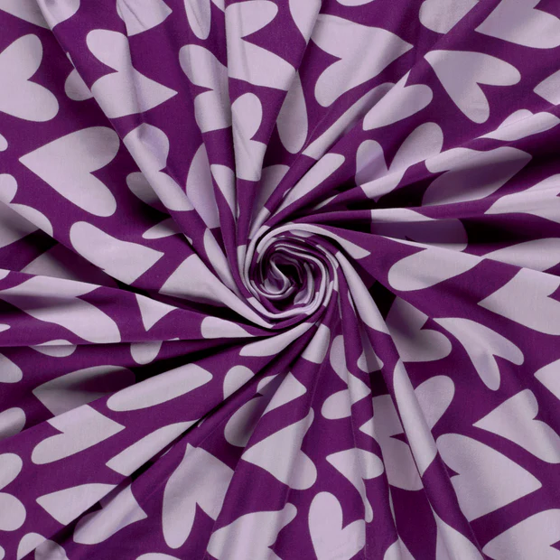 Jersey lila hartjes - Afbeelding 2